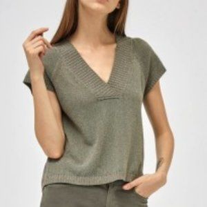 Cop.Copine Enjoue Metallic Knit Cap Sleeve Top